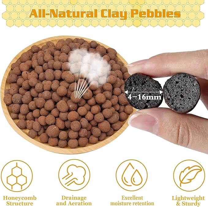 Legigo 7 LBS Organic Expanded Clay Pebbles, 4mm -16mm Light Expanded Clay Aggregate, Natural Clay Pebbles for Hydroponic & Aquaponics Growing, Orchid Potting Mix, Dutch Buckets, Drainage