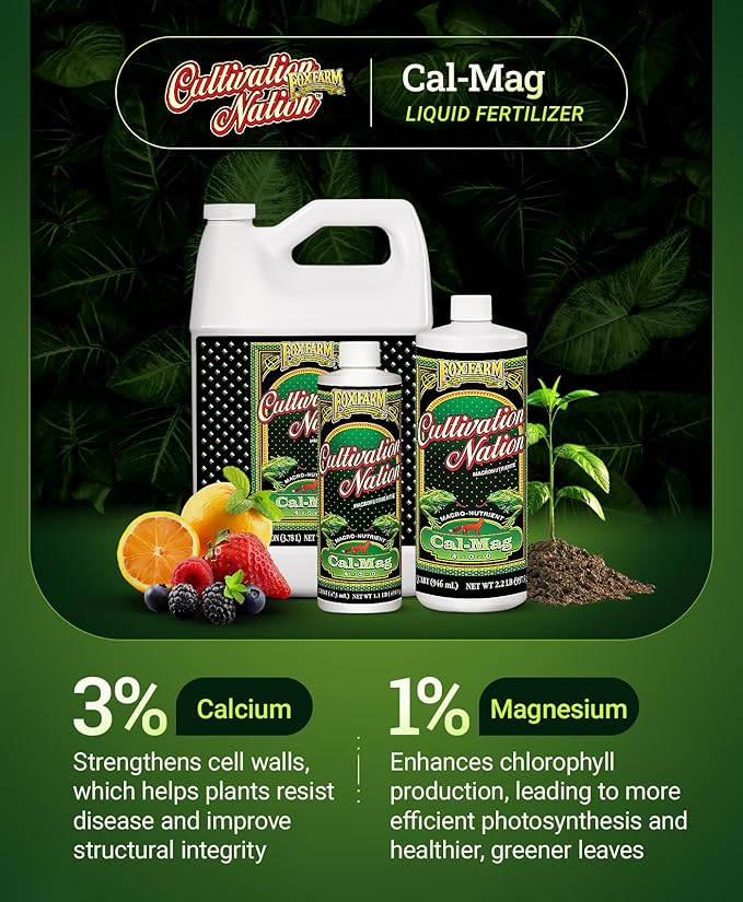 Fox Farm Cultivation Nation Cal-Mag Supplement - Formula with 3% Calcium & 1% Magnesium for Flowering & Fruiting, Ideal for Hydroponics, Soil, & All Growing Environment, NPK 4-0-0 (1 Quart)