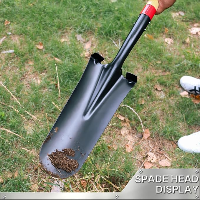 Spade Shovel,Transplanting Spade，Drain Spade,Spade Shovels for Digging,Sharp Shooter Shovel or Spade,45Inch,Stell D-Grip,Wooden Handle