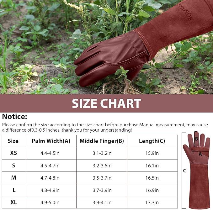 Long Gardening-Gloves Women/Men-Thorn proof Rose Pruning Heavy Duty Gauntlet-XS