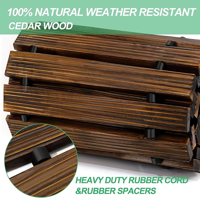 RELIANCER 12' Wooden Garden Pathway,Outdoor Roll Out Cedar Straight Walkway,Patio Path Decorative Garden Boardwalk Walkways,Weather-Resistant Roll Up Beach Wood Road Floor,Wedding Party Pathwaysc