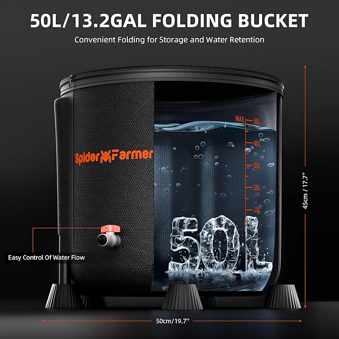 Spider Farmer 2025 Newest Gravity-Fed Self-Watering System No Power Needed, 4-Pack Auto Watering System with 13 Gallon Reservoir, 4Pcs Water Delivery Fabric Pot Base for Indoor Plants, Grow Tents