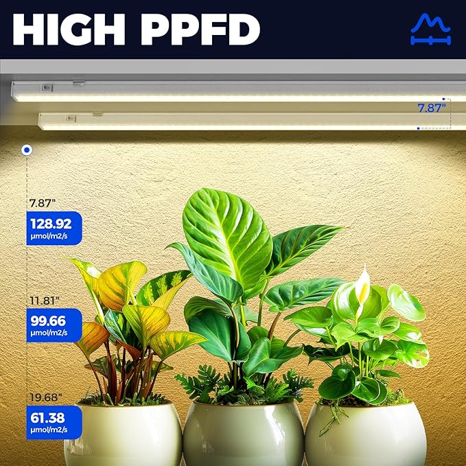 Barrina T5 Grow Lights for Indoor Plants, Full Spectrum, 4ft 160W (8 x 20W, 1000W Equivalent), Plant Growing Lamps, Plant Lights for Indoor Plants, Greenhouse, Plug and Play, Yellow 8-Pack