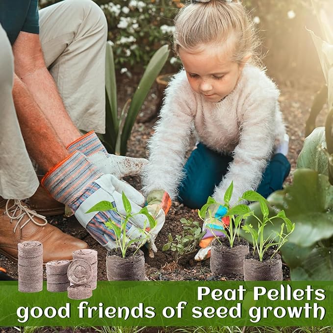 300 Pcs Peat Pellets for Seedling - 30mm Seeds Plant Starter Plugs, Compressed Fiber Garden Soil Block with 300 Labels, Plant Pods Bulk for Transplanting Herbs Flowers Vegetables
