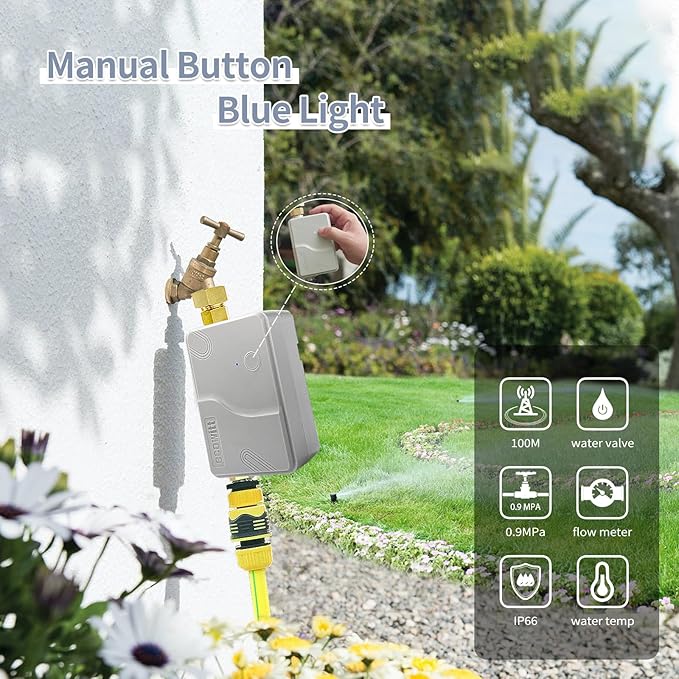 ECOWITT Intelligent Watering Timer Kit, with WFC01 Sprinkler Timer(NPT Thread) and GW2000 Wi-Fi Hub, APP Remote Control, IoT Linkage, Automatic Irrigation, Support Ecowitt Cloud Server, 915 MHz