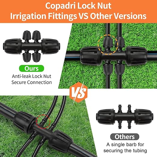 25 Pieces 1/2 Inch Drip Irrigation Fittings Kit, 1/2'' Drip Line Anti-Drop Barbed Locked Nut Connectors for Drip Irrigation System 1/2 Inch Drip Irrigation Tubing