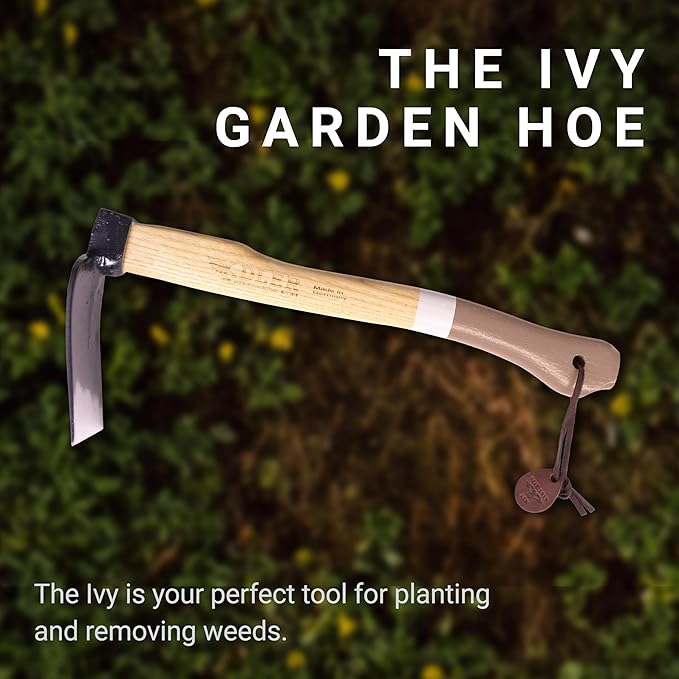 Adler - The Ivy Garden Hoe, Heavy Duty Yard Tool Lawn Care, Loosening Soil, Weeding, and Digging, Steel Head 3.9 inches, Wood Handle 17.7 inches (Rose)