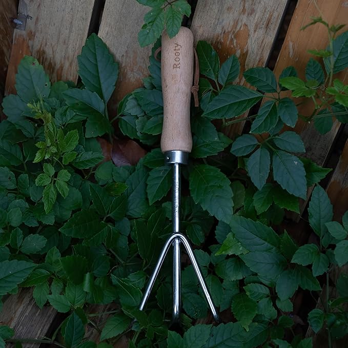 Rooty Gardening Tool Set 3 Pieces Stainless Steel Heavy Duty Gardening Kit Includes 2 Sizes of Hand Trowels and Cultivator Easy for Garden Cultivating Soil Lossening Transplanting Digging