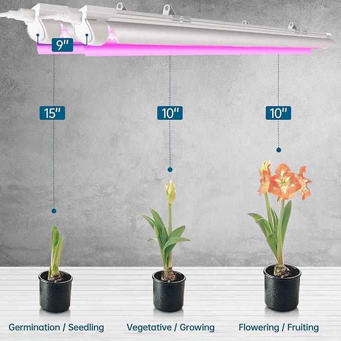 Barrina LED Grow Light 4FT, 168W(4 x 42W, 1000W Equivalent), Full Spectrum, V-Shape with Reflector, Grow Light Strip, Grow Lights for Indoor Plants, 4-Pack