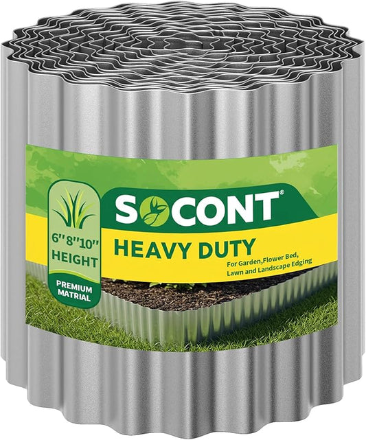 Corrugated Metal Garden Edging, 6"×40Ft Durable Landscape Border for Garden, Lawn, Flower Beds and Paver Edging (Silver)