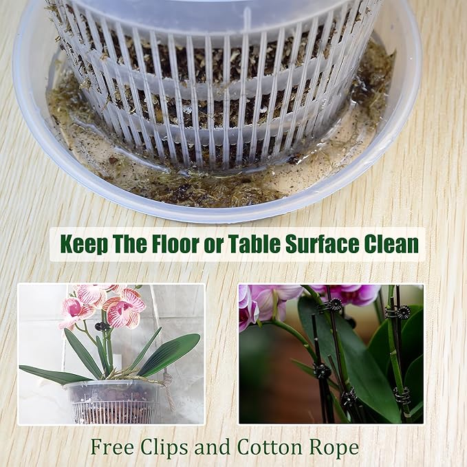 12 Pack Orchid Pot with Saucers, 4 Each of 4.5in, 5.5in and 6.3in Orchid Pots for Repotting, Clear Orchid Pots with Holes, Plastic Flower Plant Pot
