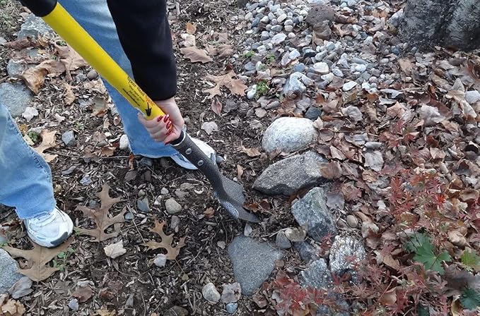 Gardening Shovel with Steel-Reinforced Fiberglass Handle, Cushioned D-Grip and Sharp, Hardened-Steel Blade, Award Winning Spade, Model SHFD3 Yellow