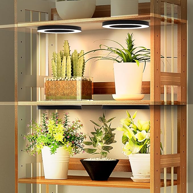 Mosthink 6.3" Ceiling Grow Lights for Indoor Plants, 144 LEDs Plant Light Full Spectrum, Under Cabinet Growing Lamp with Auto Timer, 10 Dimmable Levels, 3 Modes with Transparent Cover,Corded