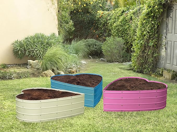 Galvanized Raised Garden Beds Outdoor // Planter Raised Beds for Gardening, Vegetables, Flowers // Large Metal Garden Box (Pink) // Tool-Free Assembly