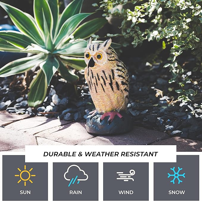 Galashield Owl Decoy | Plastic Owls to Scare Birds Away | Owl Statue for Garden & Outdoors - Pack of 3