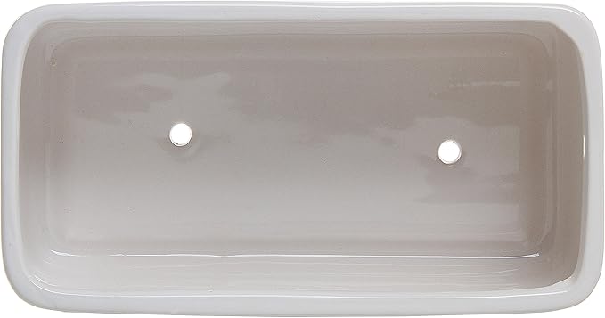 MyGift 14 Inch Modern Unglazed White Ceramic Indoor Plant Pot with Drainage Hole, Rectangular Succulent Planter Window Box with Removable Saucer, White (10 inch - 1 Pack)