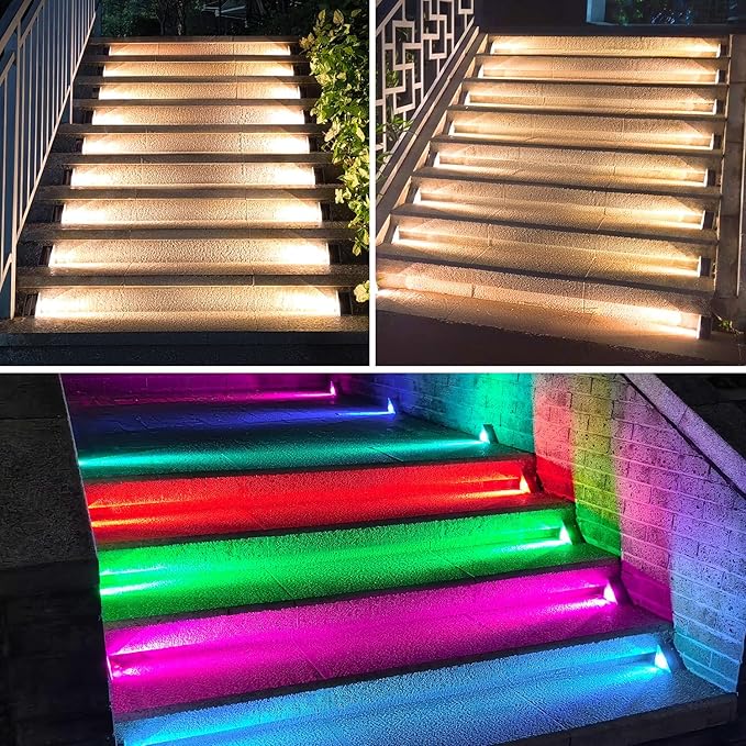Ellasay Solar Step Lights for Outside 8 Pack,10 Color Modes Stair Lights Outdoor, Step Lights Solar Powered Waterproof IP67,Solar Lights for Patio,Deck,Yard,Front Step, Front Porch Decor