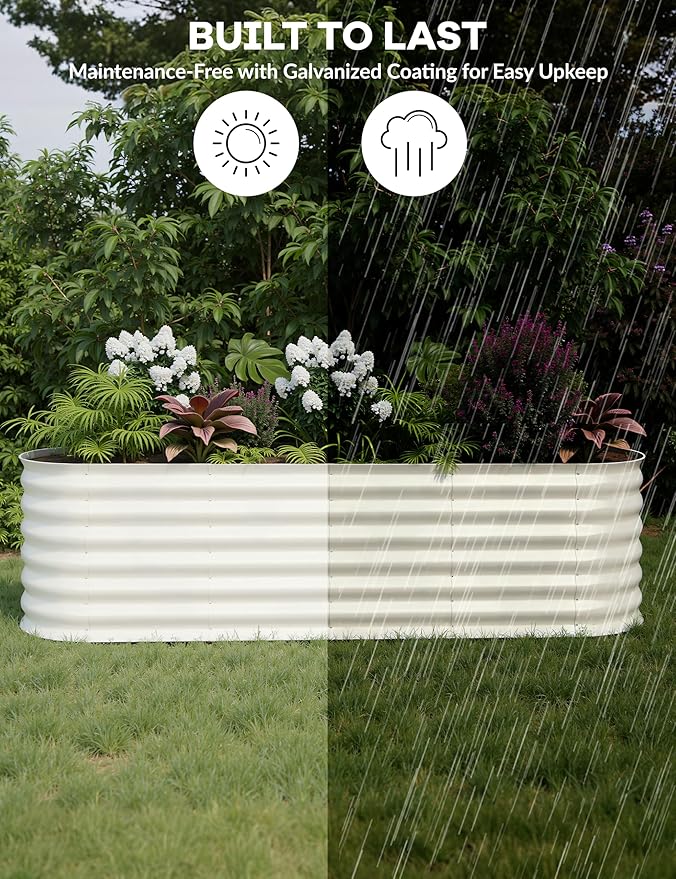 8x2x2ft Raised Garden Bed,Galvanized Raised Planter Boxes Outdoor with Easy Assembly, Large Garden Bed for Vegetables, Fruits, Flower,Raised Garden Bed,Beige