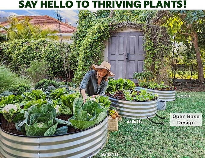 Galvanized Raised Garden Beds Outdoor // 8×4×1 ft (2-Pack) Planter Raised Beds for Gardening, Vegetables, Flowers // Large Metal Garden Box (Silver) // Patented Tool-Free Design