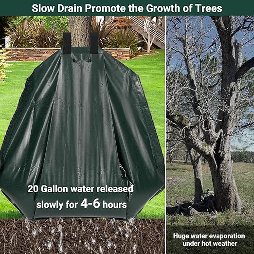 Tree Watering Bags 20 Gallon, Slow Release Gator Bags for Trees, Durable PVC Tree Drip Irrigation Bags with Heavy Duty Zipper, Deep Root Targeting - 5 Pack