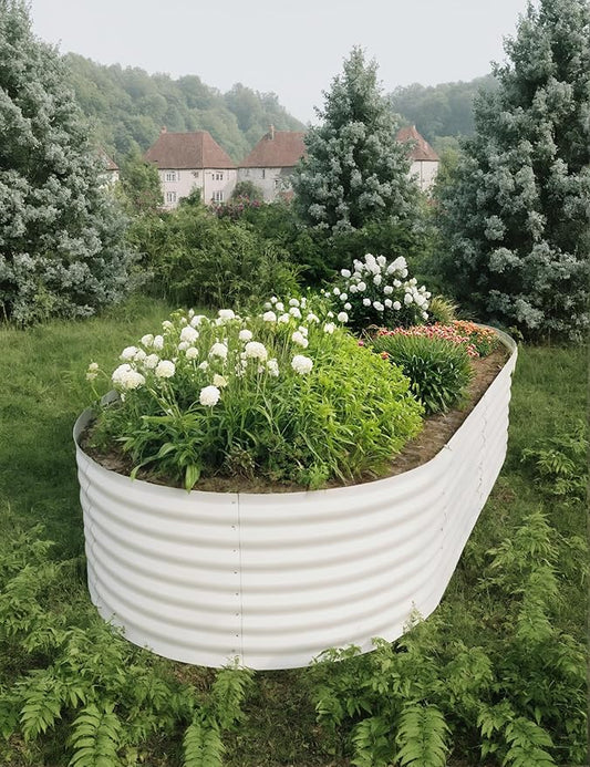 8x4x2ft Raised Garden Bed,Galvanized Raised Planter Boxes Outdoor with Easy Assembly, Large Garden Bed for Vegetables, Fruits, Flower,Raised Garden Bed,Beige