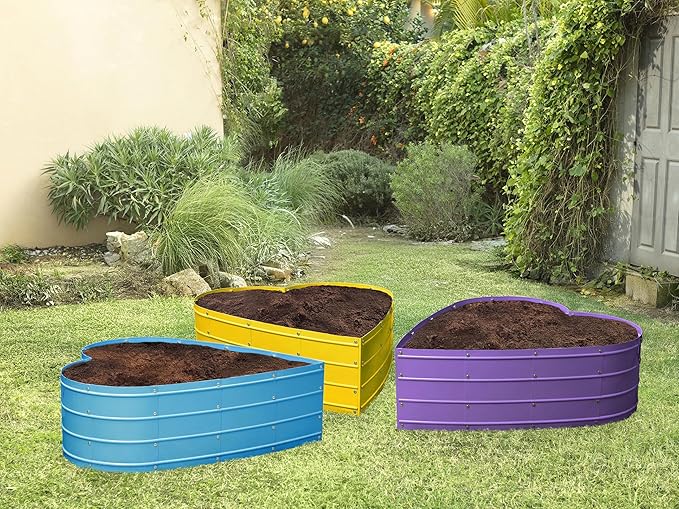 Galvanized Raised Garden Beds Outdoor // Planter Raised Beds for Gardening, Vegetables, Flowers // Large Metal Garden Box (Purple) // Tool-Free Assembly