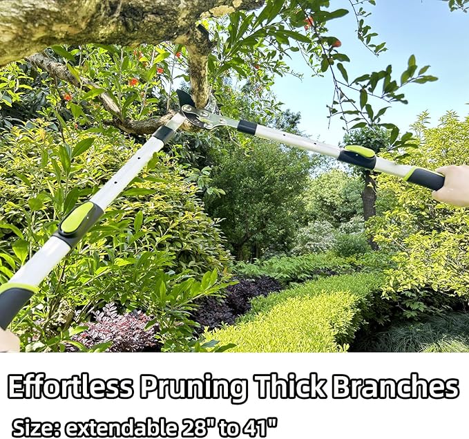 Loppers Tree Trimmer Extendable Branch Cutter with Compound Action, Sharp Steel Blade Tree Cutter Tree Clippers, 28-41" Telescopic Tree Branch Cutter Tree Pruner for Branches up to 2 Inch