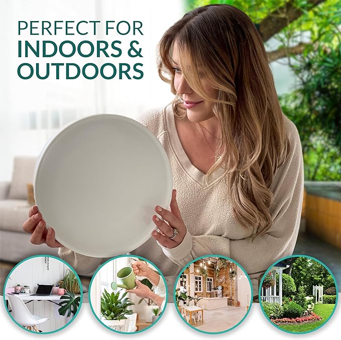 Willowy Matte White Ceramic Pot Saucer - Drainage Tray for 9, 10, 11, 12 Inch Planters + More Sizes