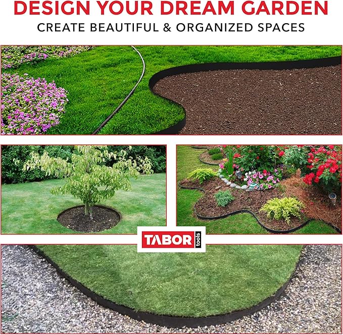 TABOR TOOLS 40 Ft Terrace Board, 5 Inch High, 0.1" Inch Thickness, Landscape Edging Coil, Grass Barrier, Bender Board, Garden Liner, ES31. (Black)