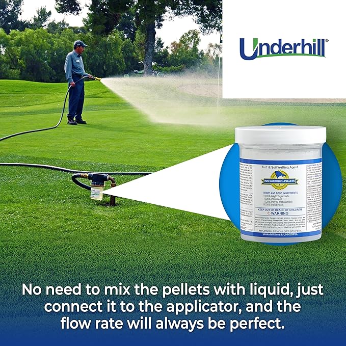 Underhill UHH20PEL H20 Maximizer Ultra Holding Wetting Agent Pellets Soil Surfactant for Lawn, Garden, Turf Grass, Golf Greens, 16 Tablets
