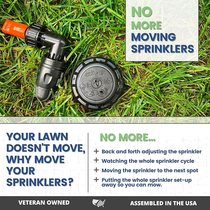 QSK-745 In-Ground 5-Inch Pop-Up Adjustable Sprinkler 5-Pack With Quick Hose Connectors And Splitters
