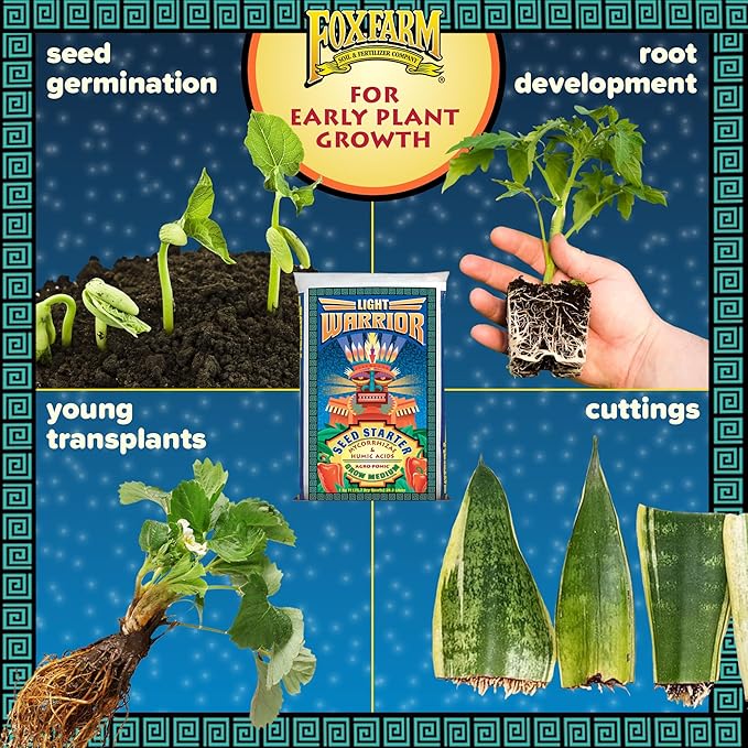FoxFarm Light Warrior Seed Starter Growing Medium, 1cu ft - Beneficial for Seed Germination and Root Development, Indoor/Outdoor Cultivation - Ideal Nutrition for Plant Seedlings
