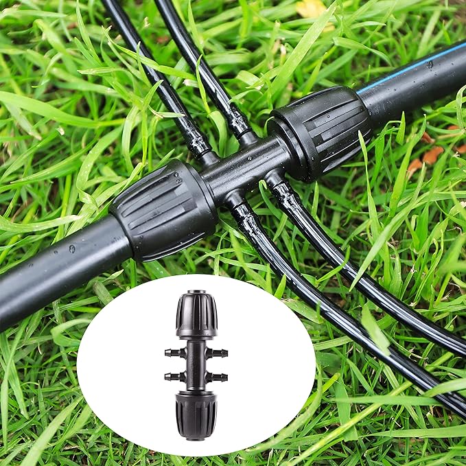 40 Pcs Barbed Tee 1/2 Inch to 1/4 Inch Drip Irrigation Fittings Kit for (1/2'' ID x 0.60''-0.63'' OD) 16mm Irrigation Tubing Anti-Drop Barbed Connectors 8 Tee,8 Four-way,4 Six- way,20 End Caps