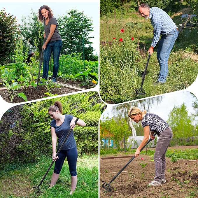 Garden Hoe for Weeding, Stirrup Hoe 62" Long Handle Scuffle Cultivator Hoe Garden Tool for Digging, Loosening Soil
