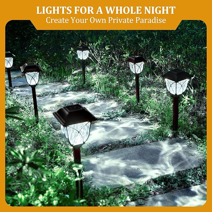 GIGALUMI Solar Lights Outdoor Waterproof, 6 Pack LED Solar Garden Lights, Solar Lights for Outside, Garden Decor for Yard, Patio, Landscape, Planter, Walkway (Cold White)