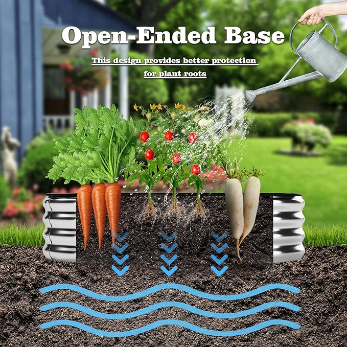 Raised Garden Bed, 4x2x1ft Raised Beds for Gardening Outdoor for Vegetables Flowers Ground Planter Box，Galvanized Raised Garden Beds