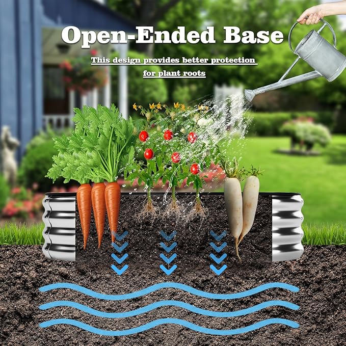 Galvanized Metal Planter Raised Garden Bed Kit for Gardening Outdoor，6x3x2ft Planter Grow Garden Box Raised Flower Bed，Long Vegetable Clearance Herb Raised Garden Beds for Container Gardening