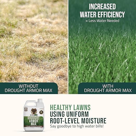PetraMax Lawn & Turf Drought Armor - Keep Grass Hydrated, Lawn Fertilizer for Green Grass, Liquid Grass Fertilizer for Lawn, Root Booster for Plants & Grass & Lawn Soil (32oz)