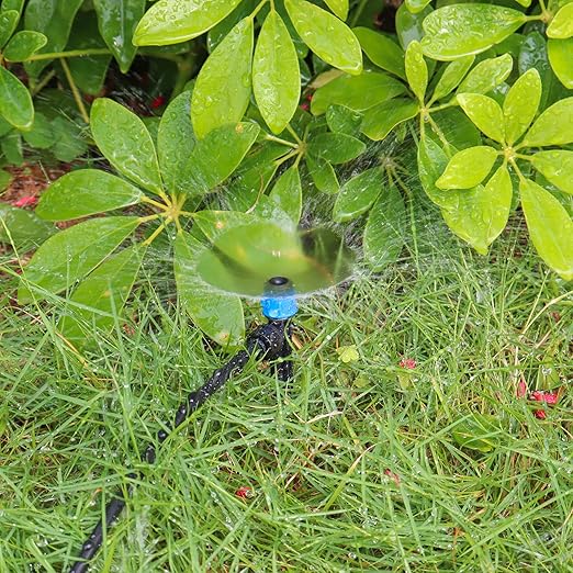 60PCS Easy-Connect Drip Irrigation Emitters Fan Shape for 1/4 inch Irrigation Tubing, Adjustable Water Flow Drip Emitters with Stake