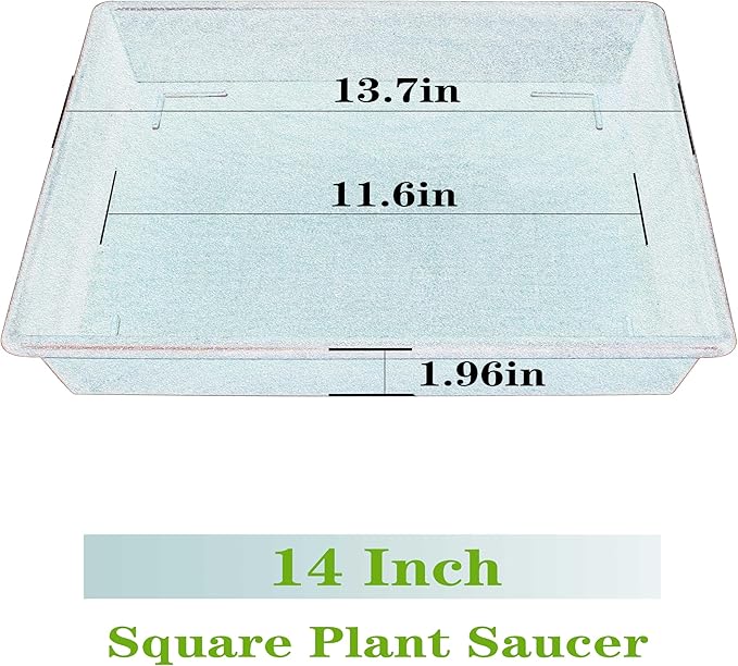 Square Plant Saucer 14 Inch 2 Pack 8 12 14 16 18 20 Plant Trays for Pots Heavy Duty Plastic Plant Saucers for Indoors Outdoors, Flower Pot Plant Drip, Extra Lager No Holes Plant Tray