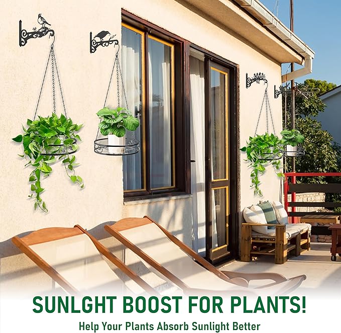 8-Pack Metal Hanging Planters for Indoor Plants - Heavy Duty Anti Rust 4 Hanging Plant Holder with 4 Bird Patterned Plant Hanger – Aesthetic Flower Pot Holder for an Instant Indoor and Outdoor Decor