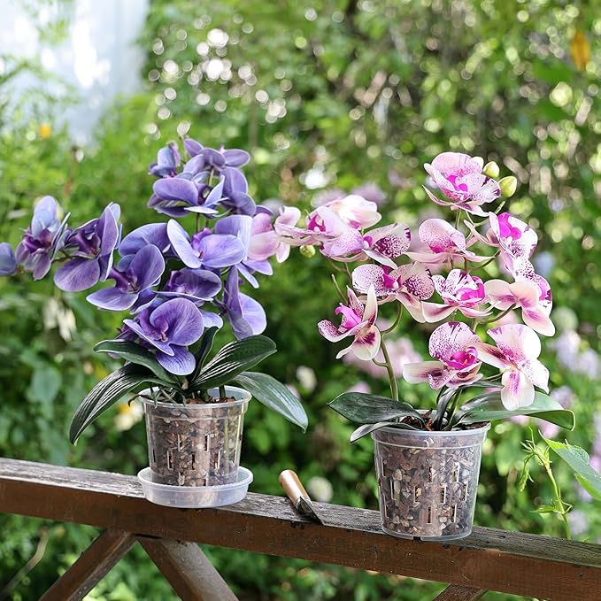 TRUEDAYS Orchid Pot - 4 Pack 4 Inch Clear Plastic Orchid Plant Pots with Drainage Holes for Indoor Outdoor Live Plants for Repotting