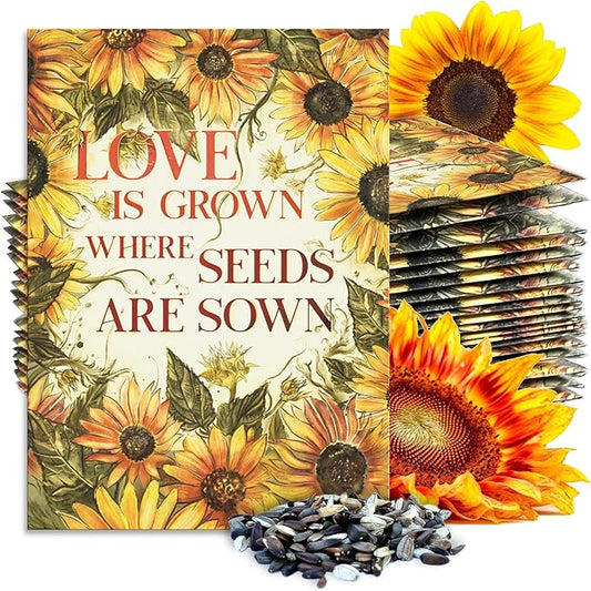 Seed Needs, Sunflower Seed Packet Party Favors - 20 Pre-Filled Packs to Hand Out (Great for Weddings, Bridal Showers, Memorials, Fundraisers & Other Events) Heirloom & Untreated (20 Packets)