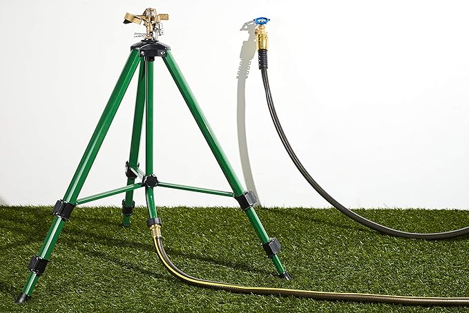 Orbit 1/2 -inch Heavy-Duty Brass Impact Sprinkler on Adjustable 22 - 48-inch Metal Tripod Base