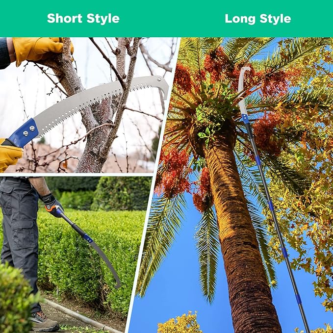 Manual Pole Saw for Tree Trimming, 10FT Pole Saw with Adjustable Rods for Trimming Tree Branches, Long Pole Pruning Pole Saw Hand Saw Cutter Pruner for Yard Garden Patio