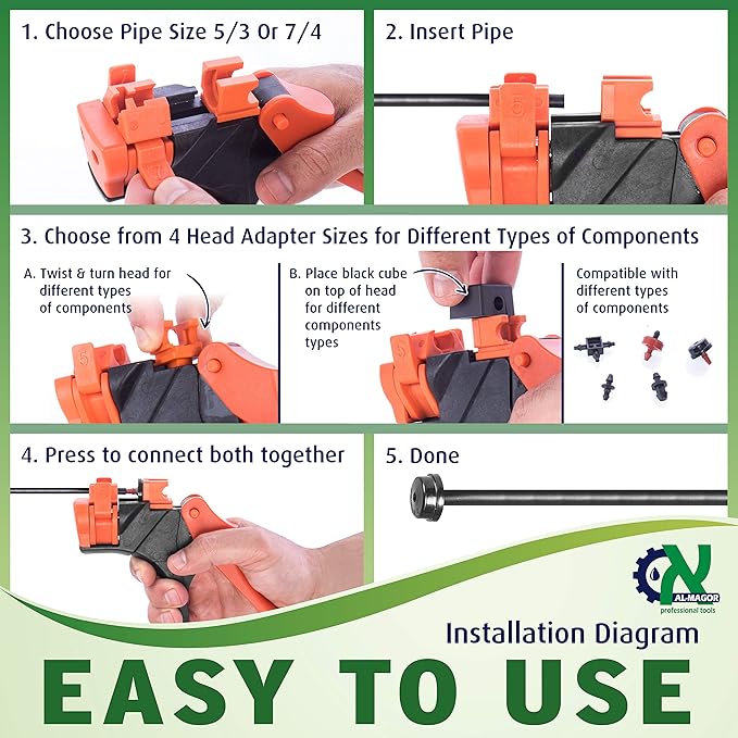 Talli Grip TG Garden Patented Insertion Tool for Dripper - Connector & Dripper Gun - Drip Irrigation Tool -Irrigation System for Garden - Drip Irrigation Punch Tool Kit -700011