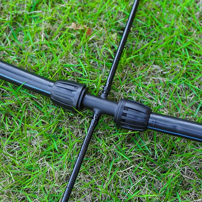 Barbed Tee 1/2 Inch to 1/4 Inch Irrigation Tube Fittings for (1/2'' ID x 0.60''-0.63'' OD) 16mm Drip Tubing Anti-Drop Barbed Connectors,4-Way-20 Pcs