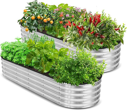 Utopia Home 2 Pack Galvanized Raised Garden Bed, 6ft x 2ft Lightweight Planter Boxes Outdoor with Easy Assembly, Large Garden Bed for Vegetables, Fruits, Flower - Silver