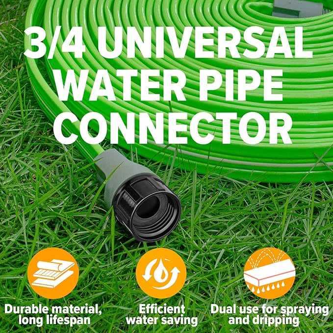 LAVEVE Sprinkler Soaker Hose for Yard 25 FT, Heavy Duty Garden Water Hoses with Stakes, Sprinklers System for Lawn, Flexible Drip Irrigation Tubing
