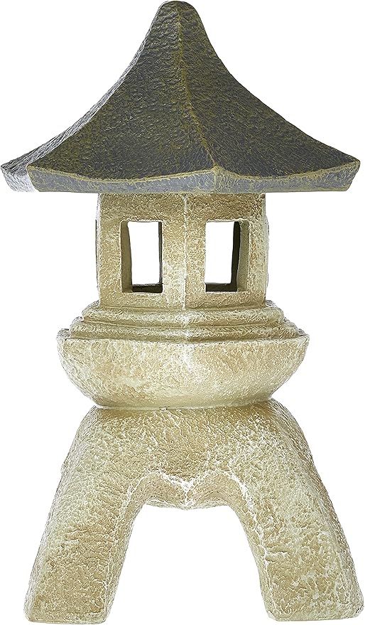 Design Toscano Asian Decor Pagoda Lantern Indoor/Outdoor Statue, Giant, Fiberglass Cast Stone Resin, Two Tone Stone Finish